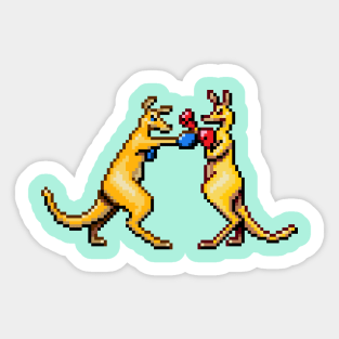 Kangaroos Boxing Pixel Art Sticker